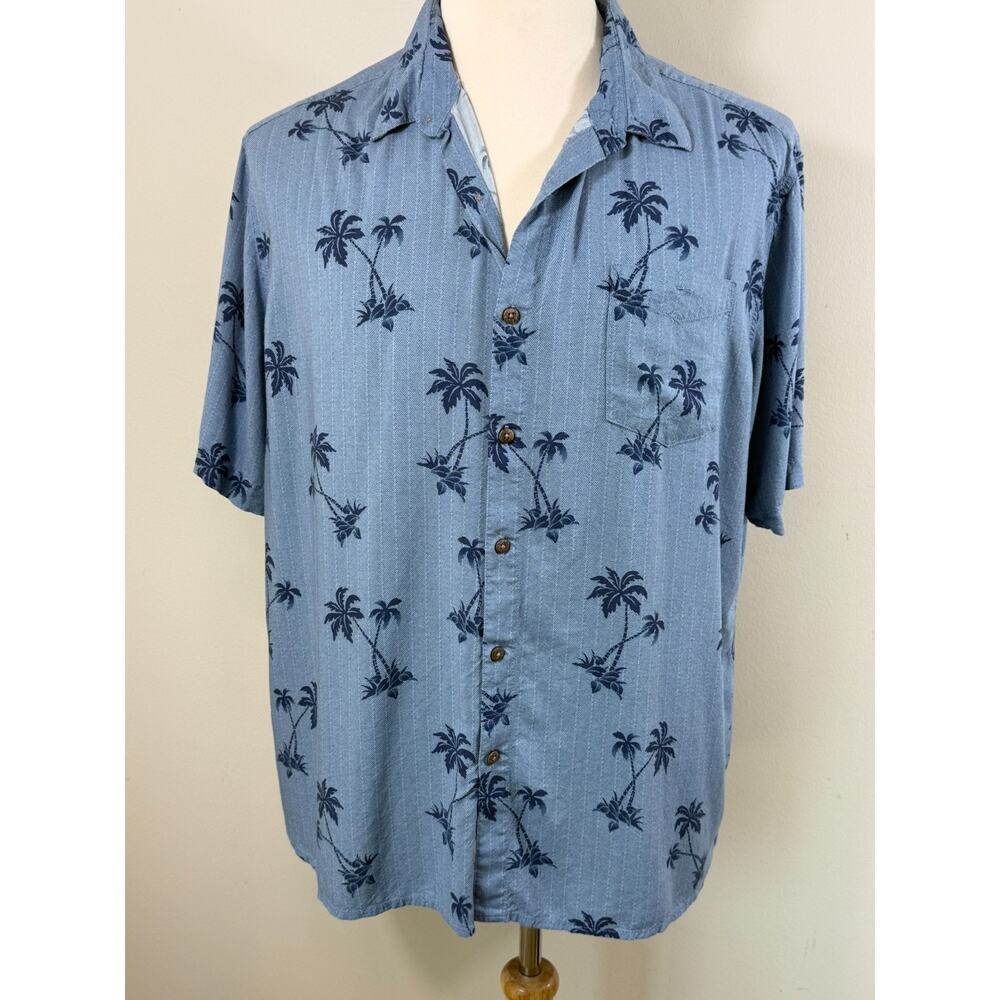 Batik Bay Hawaiian Shirt Men's XXL Blue Palm Tree Beachy Tropical Resort Camp